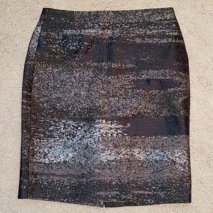 J. Crew pencil skirt sz 4 black and silver brocade